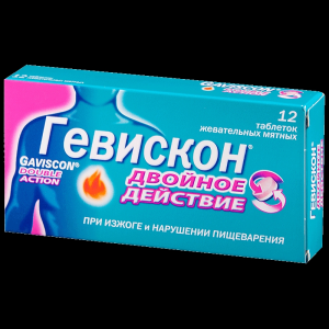 Гевискон Двойное действие табл жеват мятные №12